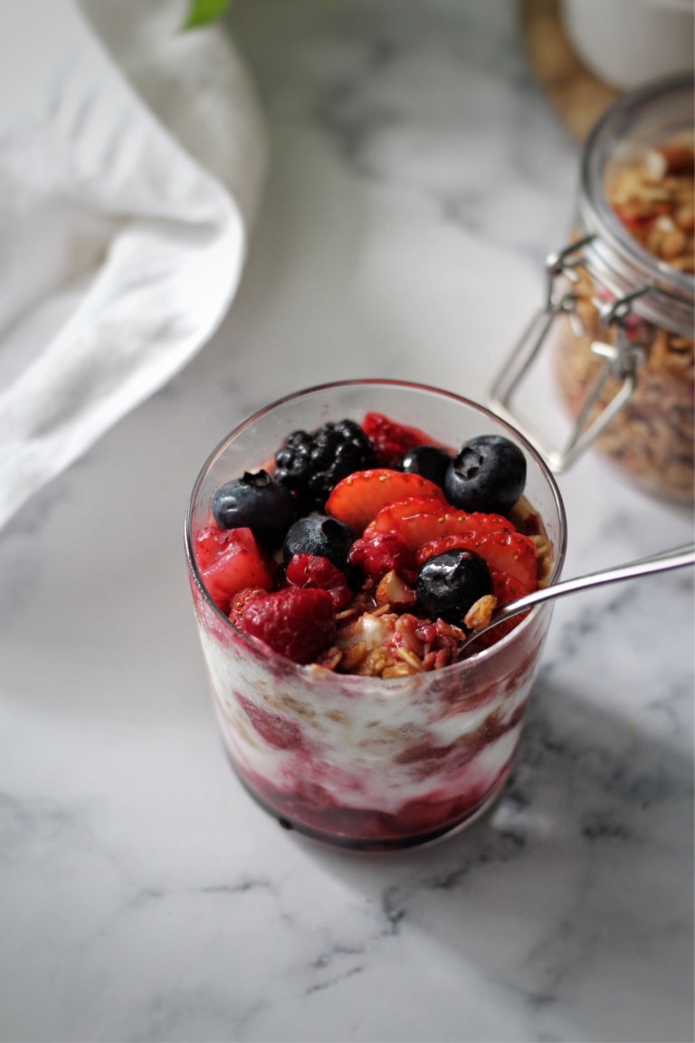 Mixed berry Coconut Granola Parfait INDY ASSA